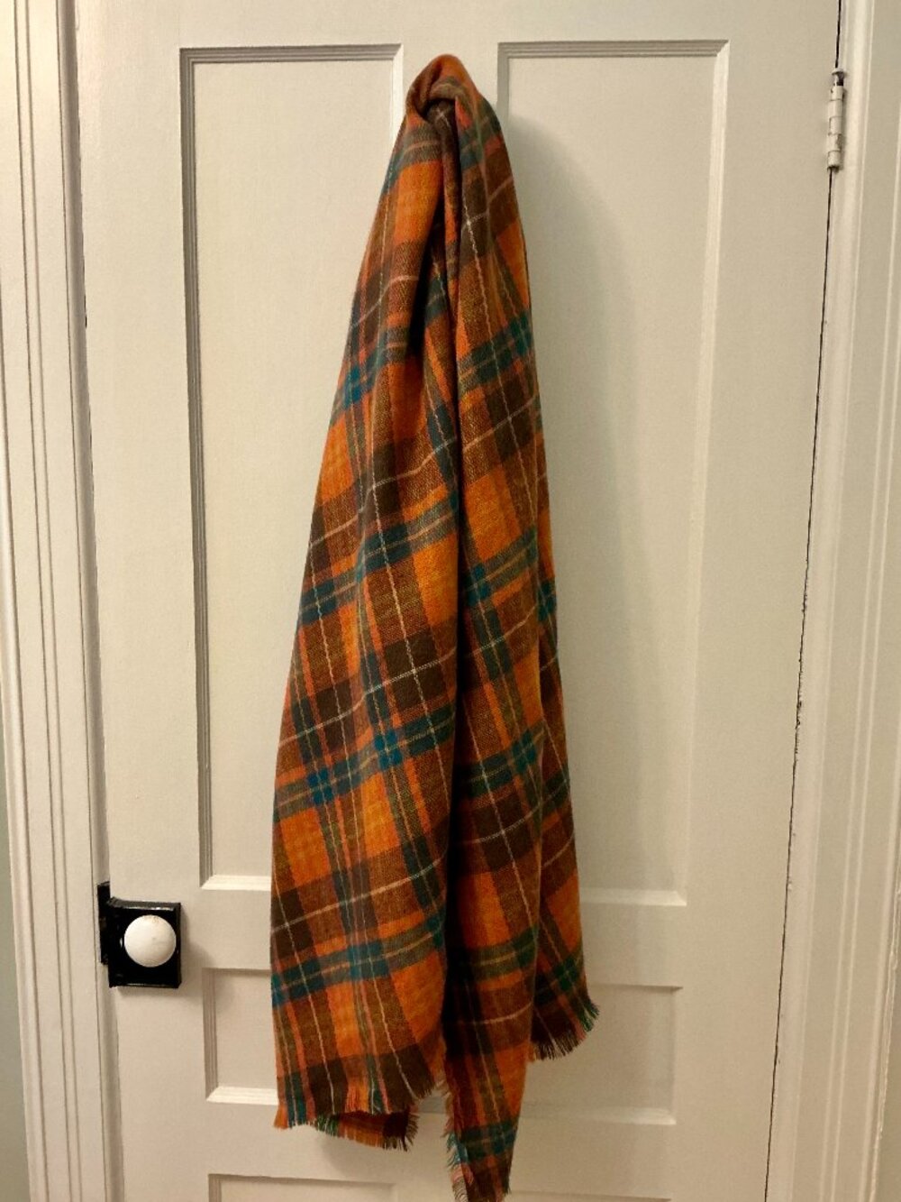 Soft oversized cozy plaid blanket scarf